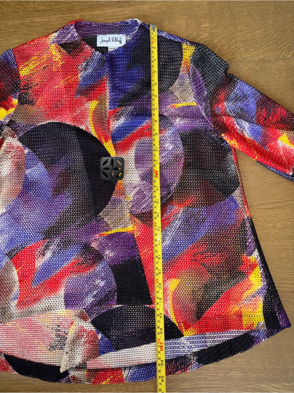 Joseph Ribkoff Multicolor Abstract Print Open Weave Jacket Size 8 Art to Wear - Picture 14 of 15